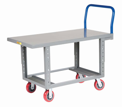 Adjustable Height Work Platform Truck with Open Base, Steel Deck (2,000 lbs. Capacity)