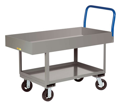 Work Platform Truck with Lower Shelf, 6" Deep Lip Edge Deck (2,000 lbs. Capacity)