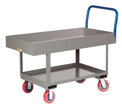Work Platform Truck with Lower Shelf, 6" Deep Lip Edge Deck (2,000 lbs. Capacity)