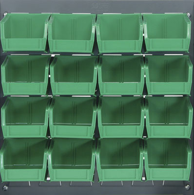 Louvered Panel w/ (16) 7-3/8" Long Bins, 18" Long