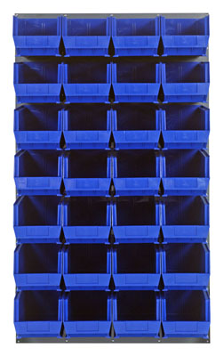 Louvered Panel w/ (28) 14-3/4" Long Bins, 36" Long