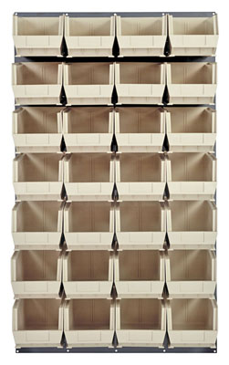 Louvered Panel w/ (28) 14-3/4" Long Bins, 36" Long