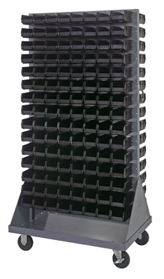 Mobile Double Sided Louvered Rack w/ (240) 7-3/8"L Bins, 36" Long