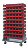 Mobile Double Sided Louvered Rack w/ (120) 10-7/8'L Bins, 36' Long