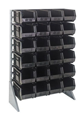 Single Sided Rail System w/ (24) 14-3/4"L Bins, 36" Long