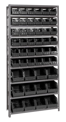 Giant Open Hopper Steel Shelving System w/ 48 Multi Size Bins, 12"D