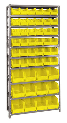 Giant Open Hopper Steel Shelving System w/ 48 Multi Size Bins, 12"D