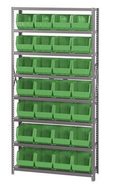 Giant Open Hopper Steel Shelving System w/ (28) 10-3/4"L Bins, 12"D