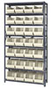 Giant Open Hopper Steel Shelving System w/ (28) 14-3/4'L Bins, 12'D