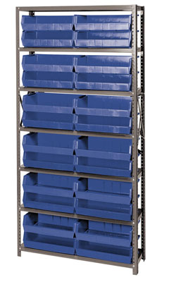 Giant Open Hopper Steel Shelving System w/ (24) 10-7/8"L Bins, 12"D