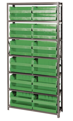 Giant Open Hopper Steel Shelving System w/ (24) 10-7/8"L Bins, 12"D