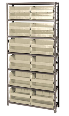Giant Open Hopper Steel Shelving System w/ (24) 10-7/8"L Bins, 12"D