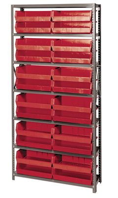 Giant Open Hopper Steel Shelving System w/ (24) 10-7/8"L Bins, 12"D