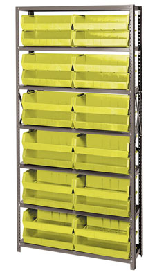 Giant Open Hopper Steel Shelving System w/ (24) 10-7/8"L Bins, 12"D