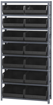 Giant Open Hopper Steel Shelving System w/ (14) 14-3/4"L Bins, 12"D