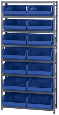 Giant Open Hopper Steel Shelving System w/ (14) 14-3/4"L Bins, 12"D