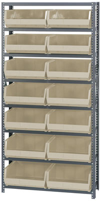Giant Open Hopper Steel Shelving System w/ (14) 14-3/4"L Bins, 12"D