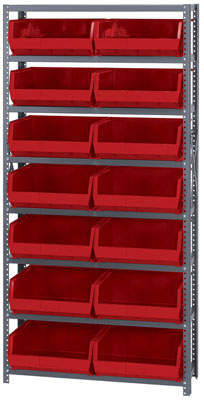 Giant Open Hopper Steel Shelving System w/ (14) 14-3/4"L Bins, 12"D