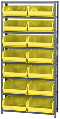 Giant Open Hopper Steel Shelving System w/ (14) 14-3/4"L Bins, 12"D
