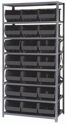 Giant Open Hopper Steel Shelving System w/ (21) 16"L Bins, 18"D