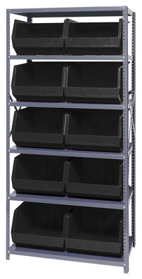 Giant Open Hopper Steel Shelving System w/ (10) 18"L Bins, 18"D