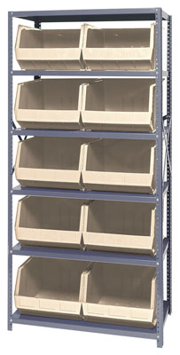 Giant Open Hopper Steel Shelving System w/ (10) 18"L Bins, 18"D