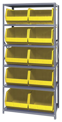Giant Open Hopper Steel Shelving System w/ (10) 18"L Bins, 18"D