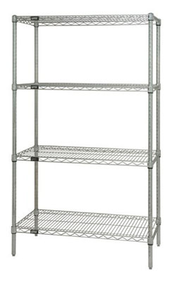 4 Shelf Chrome Wire Shelving, 18"D x (30"W - 72"W) x  63"H