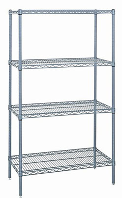 4 Shelf Epoxy Coated Wire Shelving, 24"D x (30"W - 72"W) x 63"H