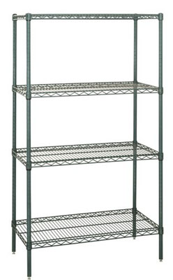 4 Shelf Epoxy Coated Wire Shelving, 24"D x (30"W - 72"W) x 63"H
