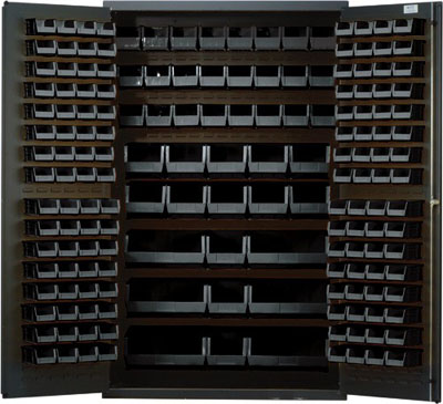 All Welded Bin Cabinet w/ 171 Multi Size Bins, 48" Wide