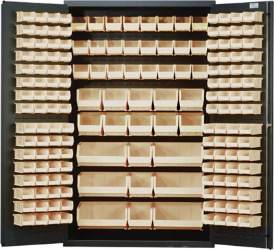 All Welded Bin Cabinet w/ 171 Multi Size Bins, 48" Wide