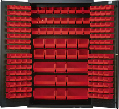 All Welded Bin Cabinet w/ 171 Multi Size Bins, 48" Wide