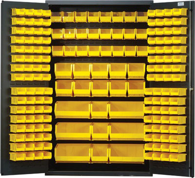 All Welded Bin Cabinet w/ 171 Multi Size Bins, 48" Wide