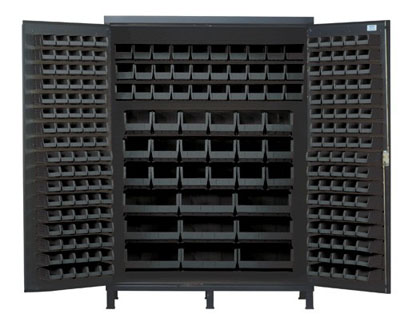 Super Wide Colossal All Welded Storage Cabinet w/ 227 Multi Size Bins, 60" Wide