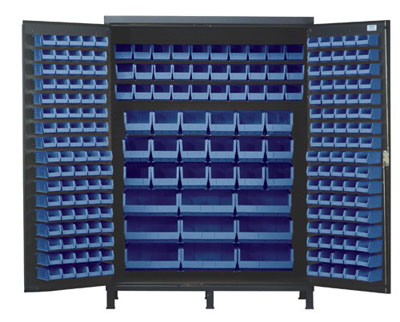Super Wide Colossal All Welded Storage Cabinet w/ 227 Multi Size Bins, 60" Wide