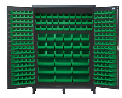 Super Wide Colossal All Welded Storage Cabinet w/ 227 Multi Size Bins, 60" Wide