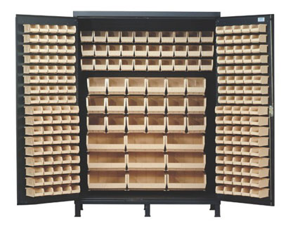 Super Wide Colossal All Welded Storage Cabinet w/ 227 Multi Size Bins, 60" Wide