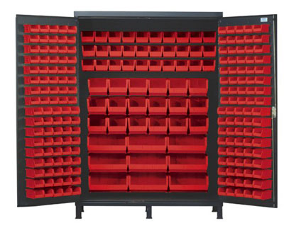 Super Wide Colossal All Welded Storage Cabinet w/ 227 Multi Size Bins, 60" Wide