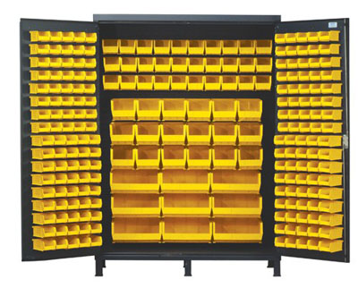 Super Wide Colossal All Welded Storage Cabinet w/ 227 Multi Size Bins, 60" Wide