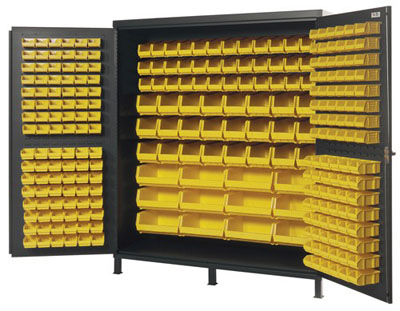 Super Wide Colossal All Welded Storage Cabinet w/ 264 Multi Size Bins, 72" Wide