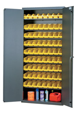 Sloped Shelf Pick Rack Flow Cabinet w/ (72) 4-1/8"W Bins, 36"W