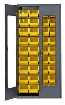 Clear-View Security Bin Cabinet w/ (36) 14-3/4"L Bins, 36"W