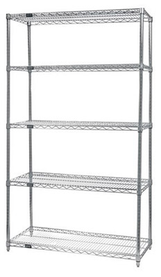 4 Shelf Chrome Wire Shelving, 24"D x (30"W - 72"W) x 74"H