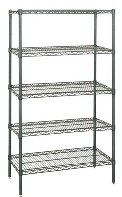 5 Shelf Epoxy Coated Wire Shelving Unit, 12"D x (36"W - 72"W) x 54"H