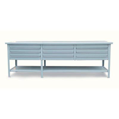 Industrial Shop Table With 12 Drawers